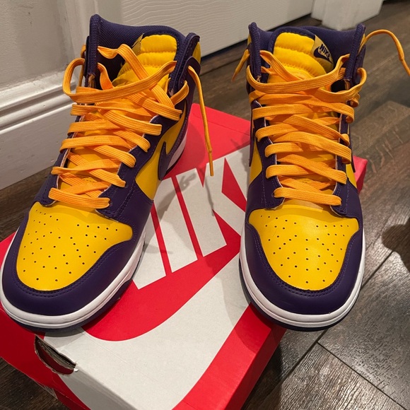 Nike Yellow and Purple High-Top Sneakers - Picture 3 of 10